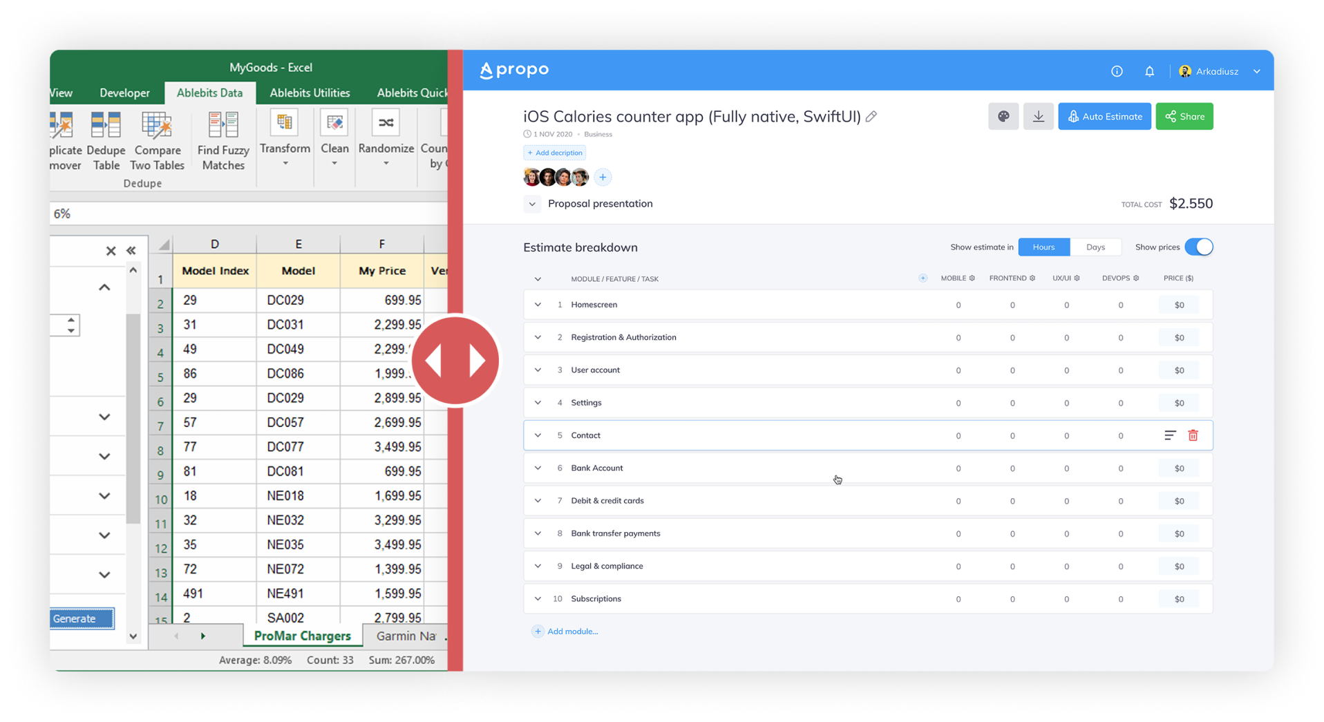 Your Competitor vs You (Excel vs Apropo Proposal)