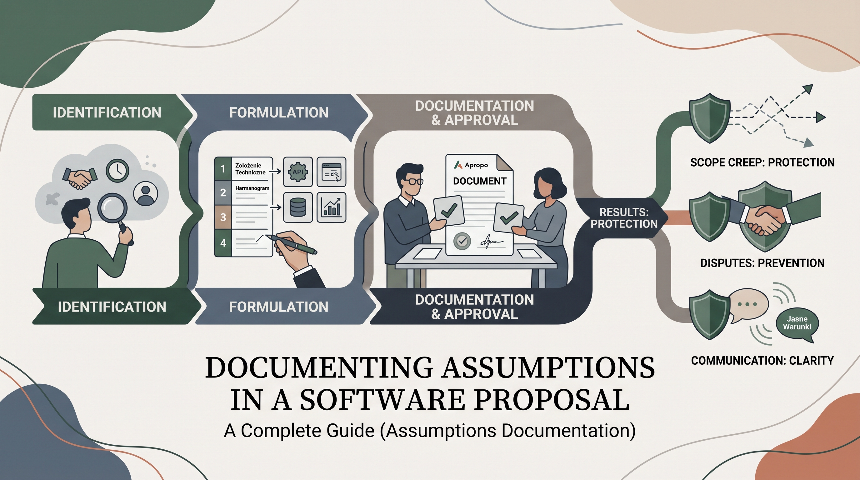 Software proposal document with a clearly written assumptions section